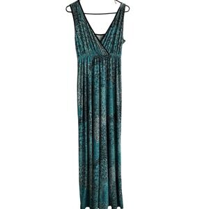 Vintage 90s Y2K Babydoll Maxi Dress M Fairy Whimsical Sequin Peacock Sparkle USA